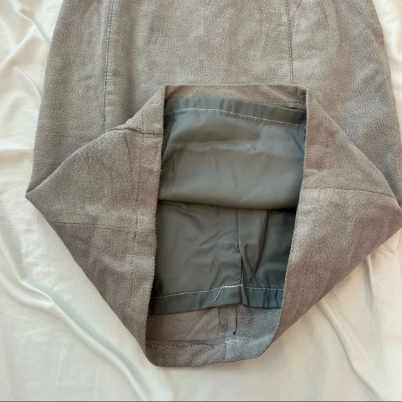Genuine Leather Slate Gray Pencil Skirt - Picture 2 of 7
